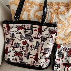 2  piece LuLu Guinness London Purse/ tote with attached mini case